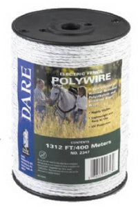 Electric Fence Wire, White Poly & 3-Wire Stainless Steel, 1,312-Ft. Spool