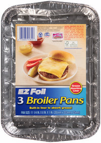 EZ Foil Broiler Pan, Grease Absorbing, 11-1/4 x  8 x 1-In., 3-Pk.