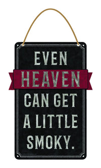 Open Road Brands Butcher Baker BBQ Maker Even Heaven Can Get A Little Smoky Hanging Sign Tin (Pack of 4)