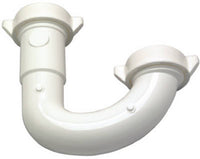 Lavatory Drain J Bend, White Plastic, 1.25-In. Tube Slip Joint