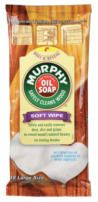 Murphy Oil Soap Lemon Scent Furniture and Cabinet Cleaner and Polish 18 pk Wipes (Pack of 12)