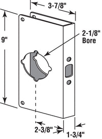 Prime-Line  9 in. H x 3-7/8 in. L Antique Brass  Brass  Door Reinforcer