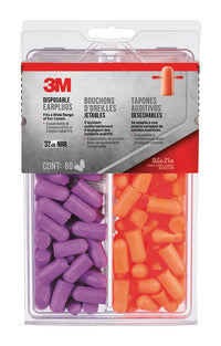 3M 32 dB Soft Foam Earplugs Orange/Purple 1 pair