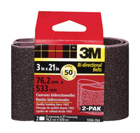 3M 21 in. L X 3 in. W Aluminum Oxide Sanding Belt 50 Grit Coarse 2 pk