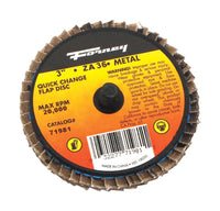 Forney  Industries Quick Change  3 in. Dia. Zirconia Aluminum Oxide  Flap Disc  36 Grit 1 pk