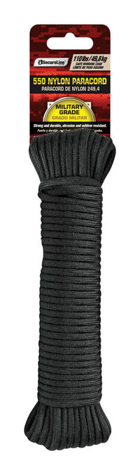 SecureLine 5/32 in. D X 50 ft. L Black Braided Nylon Paracord