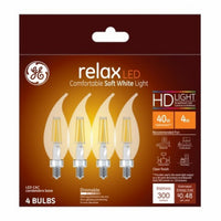 GE Relax CAC E12 (Candelabra) LED Bulb Soft White 40 Watt Equivalence 4 pk