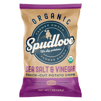 SpudLove Sea Salt & Vinegar Potato Chips 1 oz Bagged (Pack of 24)