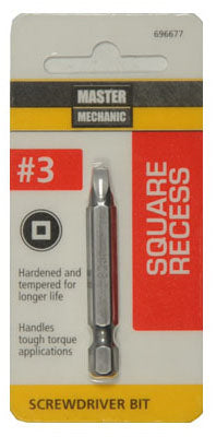 #3 Square Recessed Screwdriver Bit, 2-In. (Pack of 6)