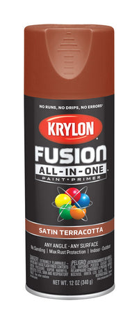 Krylon Fusion All-In-One Satin Terracotta Paint + Primer Spray Paint 12 oz. (Pack of 6)