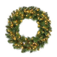 Christmas Wreath, 100 Warm White LED Lights, 30-In.