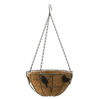 Hanging Plant Basket, Black Steel With Birds, 14-In. Round (Pack of 6)