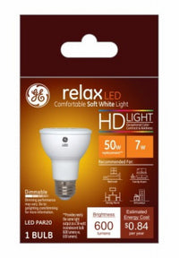 GE Lighting 45441 7 Watt E26 PAR20 Soft White LED Dimmable Relax HD Light Bulb