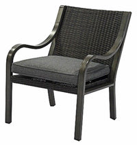 Canmore Patio Dining Chair, Woven Espresso Back, Graphite  Seat Cushion, Aluminum Frame (Pack of 4)