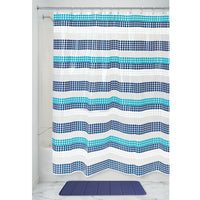 iDesign 72 in.   H X 72 in.   W Aqua/Navy Geometric Shower Curtain PEVA