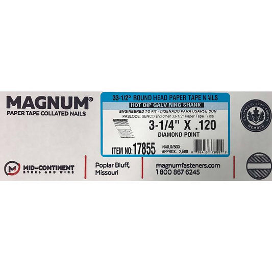 Magnum 3-1/4 in. Angled Strip Hot-Dip Galvanized Nails 33-1/2 deg 2500 pk