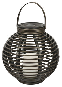 Paradise GL29353BR Brown Round Solar Flickering Rattan Basket Light