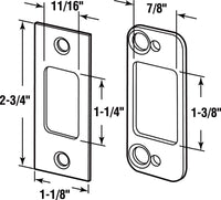 Prime-Line  3 in. H x 3 in. L Antique Brass  Steel  High Security Deadbolt Strike