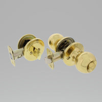 Ultra Security Polished Brass Deadbolt and Entry Door Knob KW1 1-3/4 in.