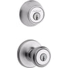 Kwikset Tylo Satin Chrome Deadbolt and Entry Door Knob 1-3/4 in.