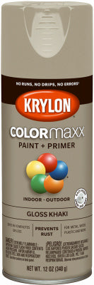 COLORmaxx Spray Paint + Primer, Gloss Khaki, 12-oz.