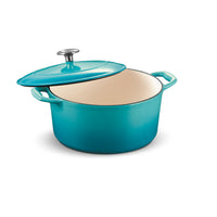 5.5 Qt Enameled Cast-Iron Series 1000 Covered Round Dutch Oven - Medium Blue