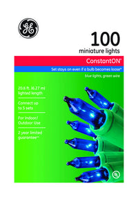 GE  Constant On  Incandescent  Blue  100 count Light Set  20.6 ft.