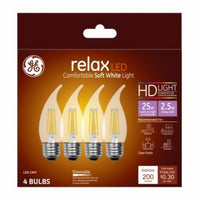 GE Lighting 45576 2.5 Watt E26 CAM Clear Soft White LED Dimmable Relax HD Light Bulbs 4 Count