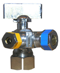 3-Way Valve, Chrome, 5/8-O.D. Compression Inlet x 3/8 Compression x 1/4-In. Compression Outlet