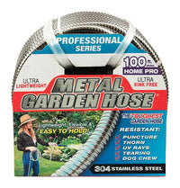 Swan Metal Garden Hose 1/2 in. D X 100 ft. L Heavy-Duty Silver Stainless Steel Garden Hose