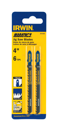 Irwin  Marathon  4 in. Carbon Steel  T-Shank  Jig Saw Blade  6 TPI 2 pk