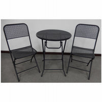 Padova 3-Pc. Bistro Dining Set, Folding, Black Steel Frames