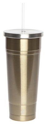 Chilly Tumbler with Straw, Stainless Steel, Gold, 24-oz.