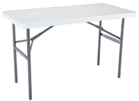 Folding Table, White Polyethylene With Steel Frame, 24 x 48-In.