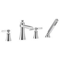 Chrome two-handle high arc roman tub faucet