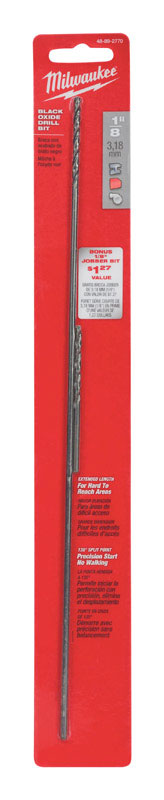 Milwaukee  THUNDERBOLT  1/8 in.  x 12 in. L Black Oxide  Drill Bit  1 pc.