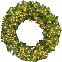 Artificial Pre-Lit Bristol Pine Wreath, 700 Twinkling Warm White LED Lights, 48-In.