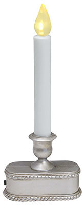 Christmas LED Lighted Candle, Battery-Operated, Brushed Silver, 9-In.