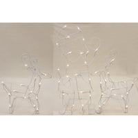 Sienna  Lighted 2D Santa and Deer  Silhouette  White  1 pk Metal