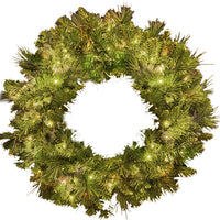 Partificial re-Lit Mountain Spruce Wreath, 100 Twinkling Warm White LED Lights, 30-In.