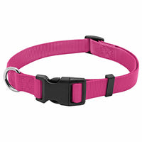 Dog Collar, Adjustable, Pink Nylon, Quadlock Buckle, 1 x 18 to 26-In. (Pack of 3)