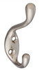 National Hardware 0.84 in. L Satin Nickel Die Cast Coat/Hat Hook 1 pk