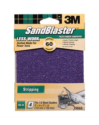 3M Sandblaster 5-1/2 in.   L X 4-1/2 in.   W 60 Grit Silicon Carbide Sandpaper 4 pk