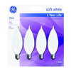 GE 25 watts CA10 Decorative Incandescent Bulb E12 (Candelabra) Soft White 4 pk (Pack of 4)