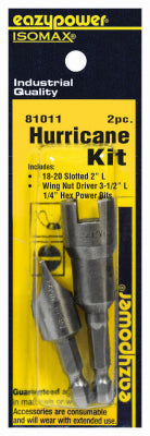 Hurricane Kit, Wing Nut Driver & 18-20-In. Slotted Power Bit, 2-Pc.