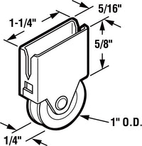 Prime-Line  1 in. Dia. x 1/4 in. L Wrought Iron  Nylon/Steel  Roller Assembly  2 pk