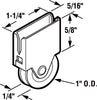 Prime-Line  1 in. Dia. x 1/4 in. L Wrought Iron  Nylon/Steel  Roller Assembly  2 pk