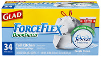 Glad ForceFlex 13 gal Fresh Scent Tall Kitchen Bags Drawstring 34 pk (Pack of 6)