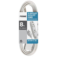 Prime Indoor 8 ft. L White Extension Cord 16/3 SPT-2