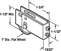 Prime-Line  1 in. Dia. x 5/16 in. L Steel  Roller Assembly  1 pk